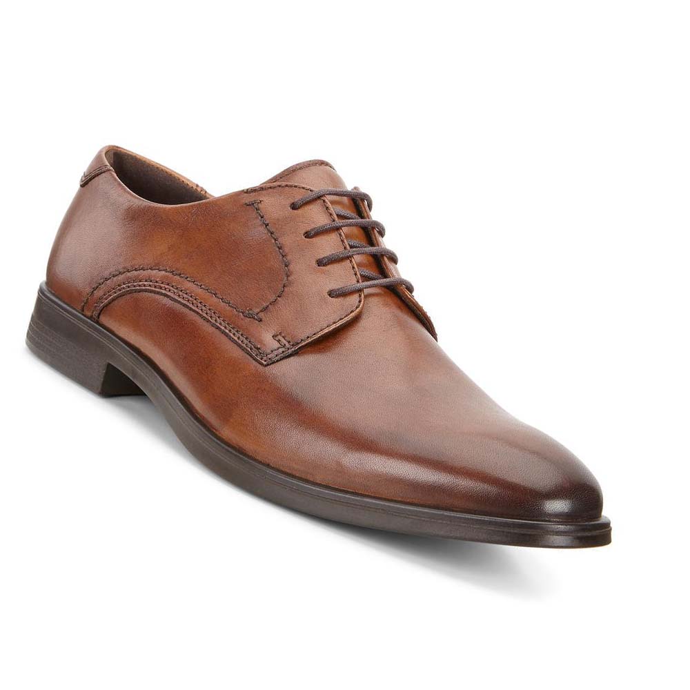 Men's Ecco Melbourne Tie Dress Shoes Brown | Canada 522AHK